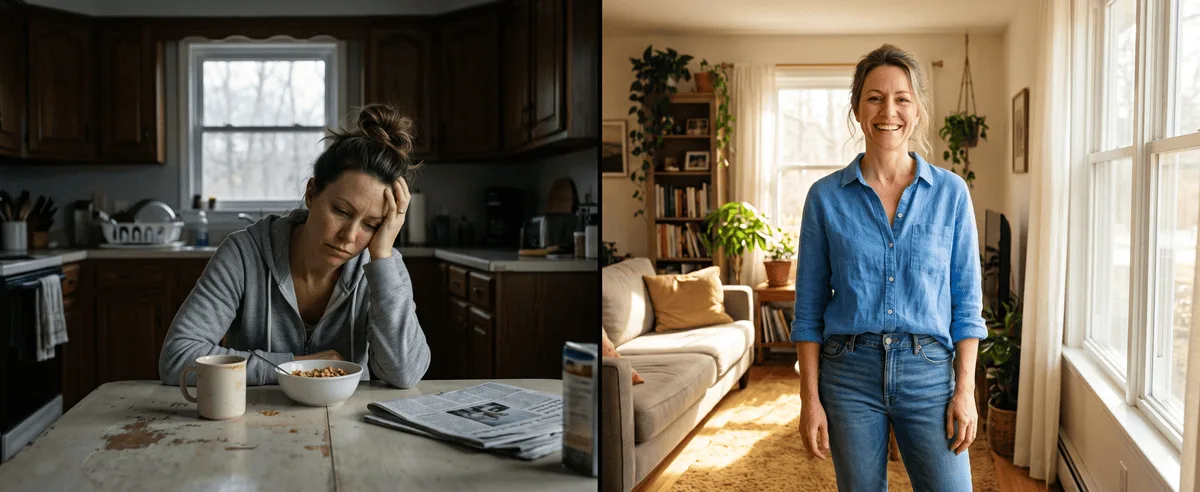 Before and after gut health transformation